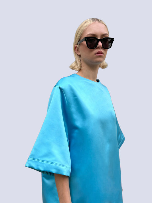 BABY BLUE DUCHESSE SATIN T-SHIRT