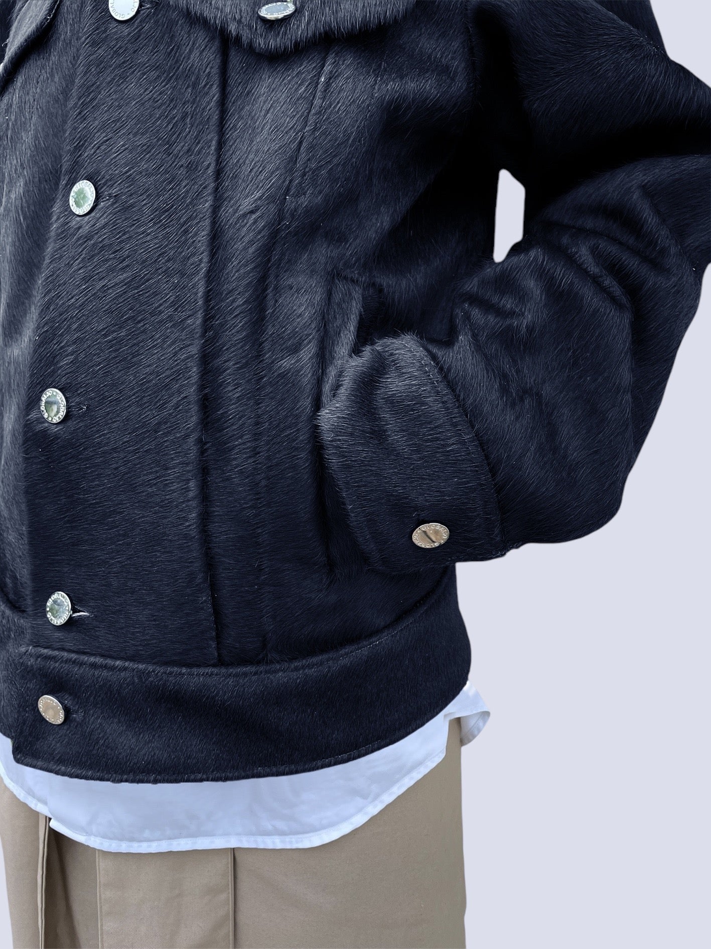 NAVY COW HAIR JACKET