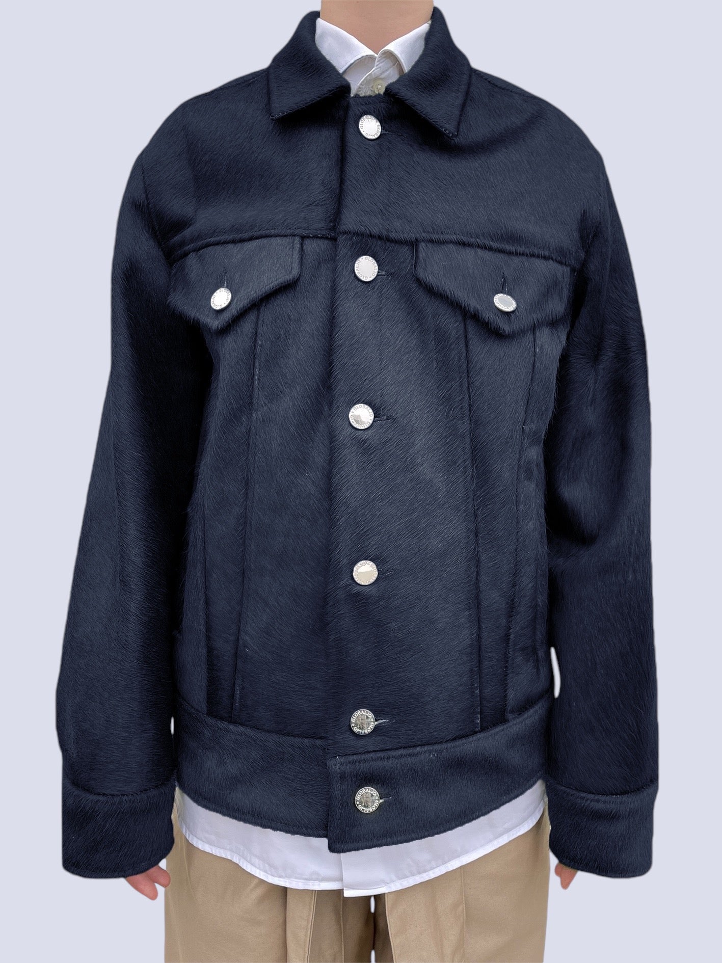 NAVY COW HAIR JACKET