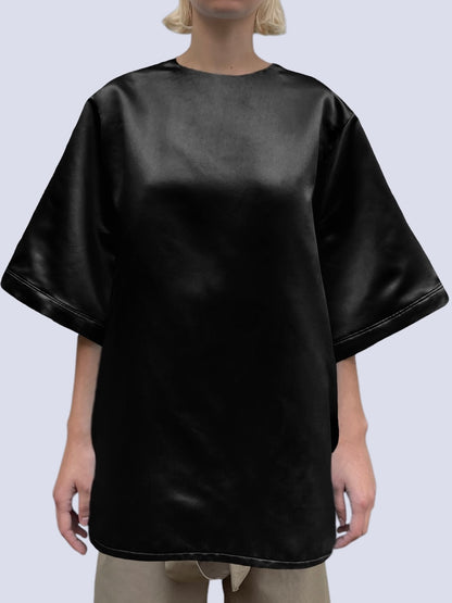 BLACK DUCHESSE SATIN T-SHIRT