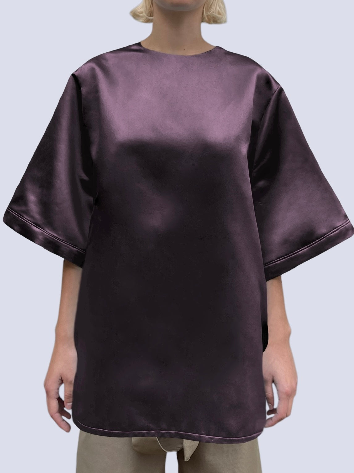 BURGUNDY DUCHESSE SATIN T-SHIRT