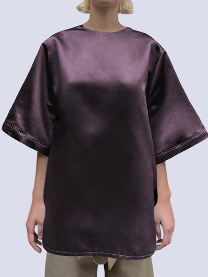 BURGUNDY DUCHESSE SATIN T-SHIRT