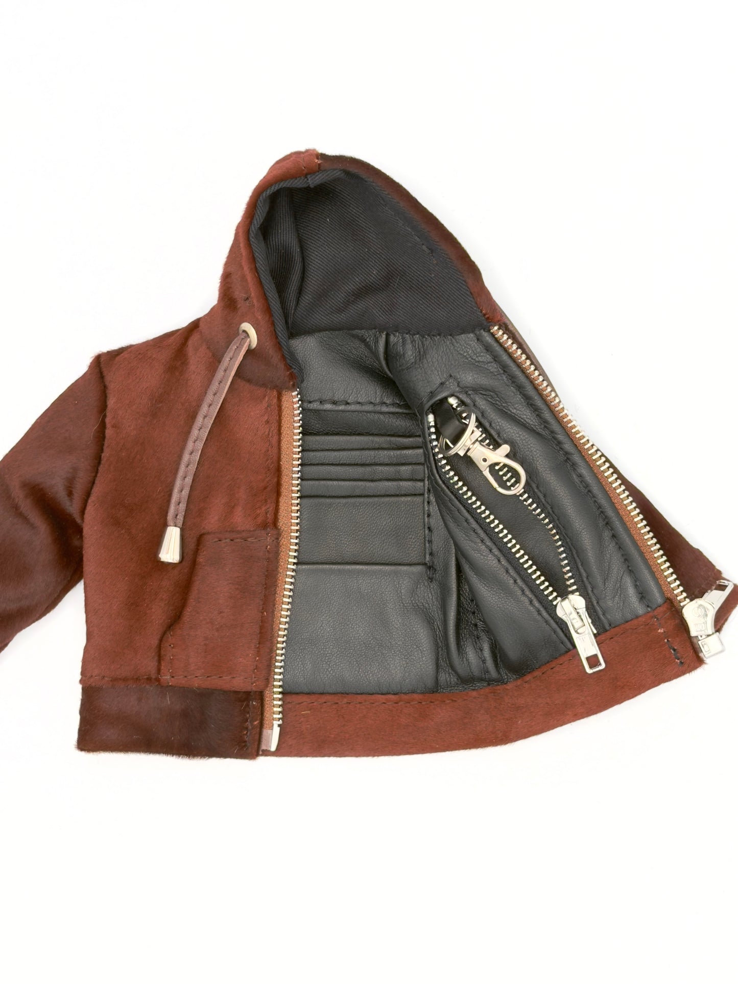 BROWN PONY MINI JACKET WALLET