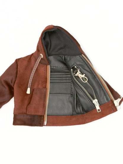 BROWN PONY MINI JACKET WALLET