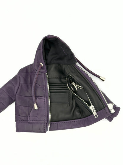 PURPLE CROCO LAMB LEATHER WALLET