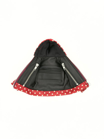 RED POLKA DOT NAPPA MINI JACKET WALLET