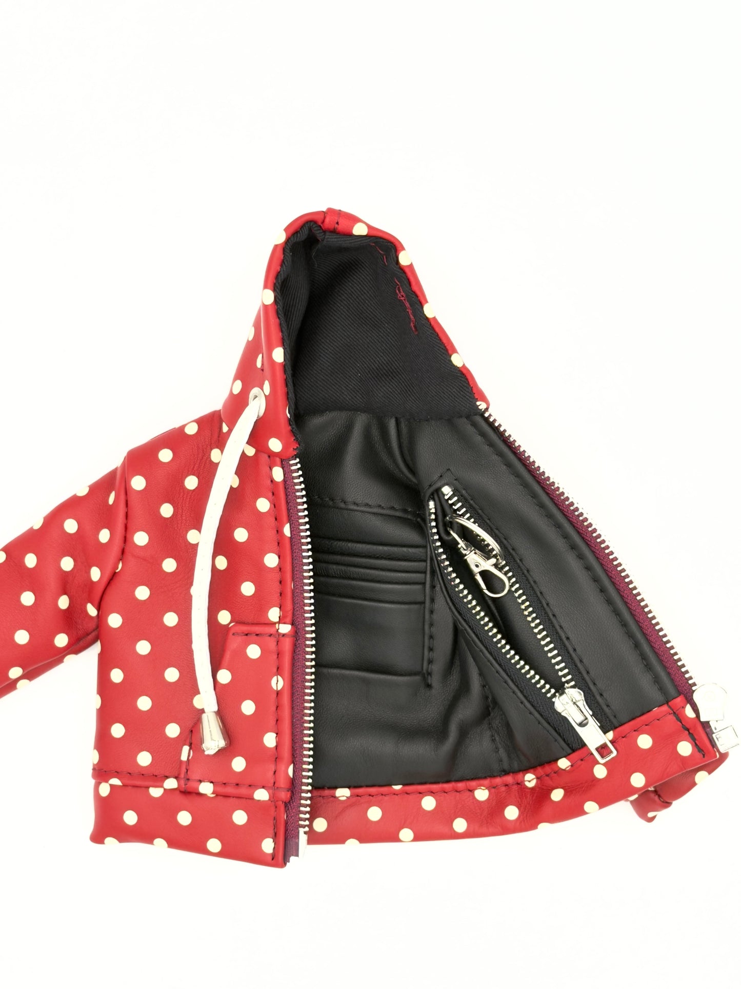 RED POLKA DOT NAPPA MINI JACKET WALLET