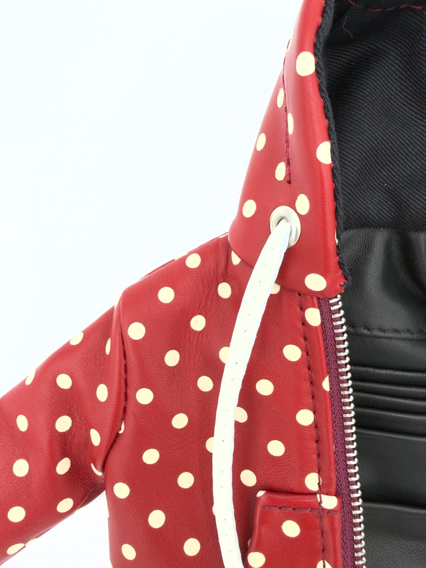 RED POLKA DOT NAPPA MINI JACKET WALLET