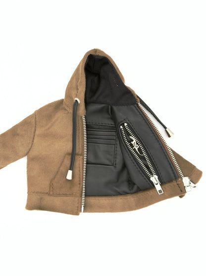 TAUPE PONY MINI JACKET WALLET