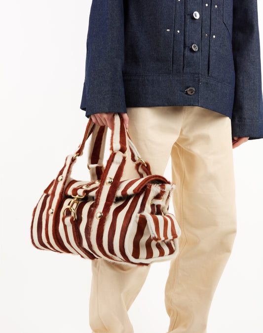 STRIPED COW HAIR BAG