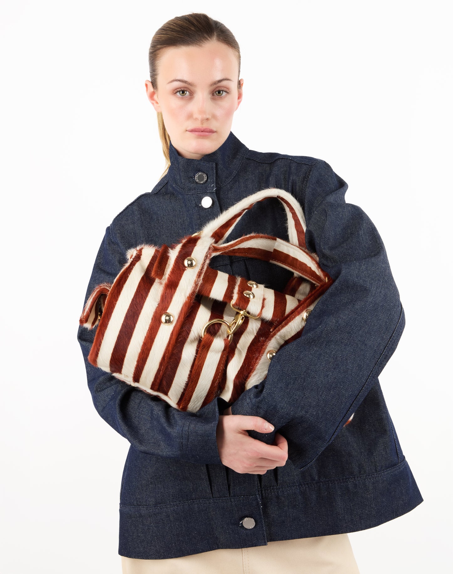 STRIPED COW HAIR BAG