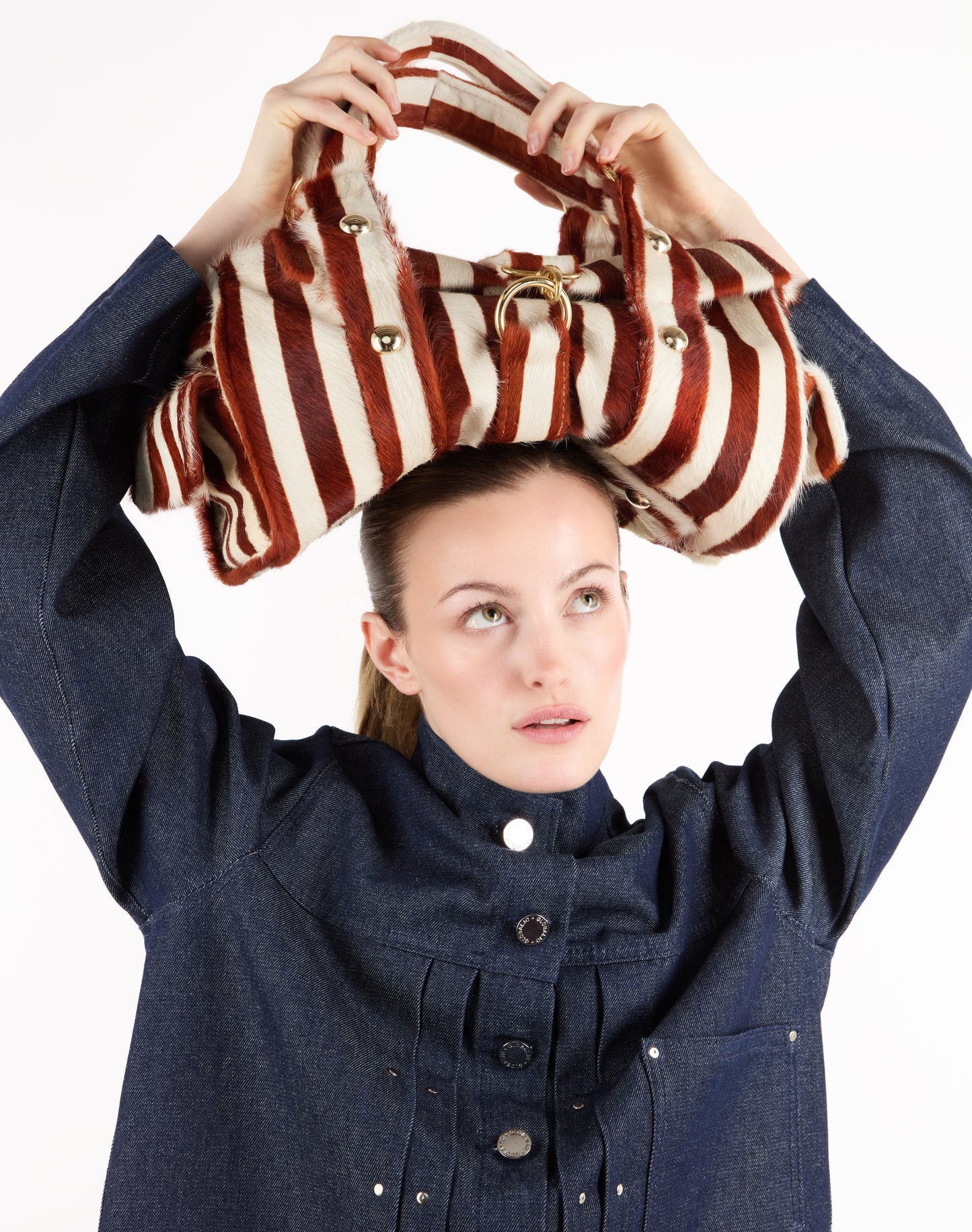 STRIPED COW HAIR BAG