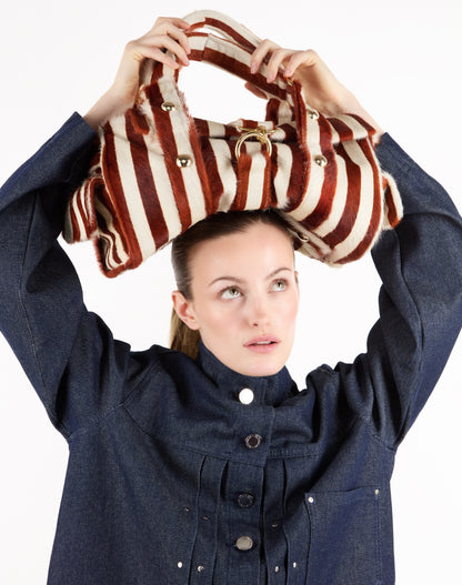 STRIPED COW HAIR BAG