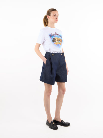 SHORT À PLIS BOUTONNÉS EN DENIM