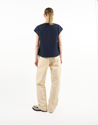 BUTTON FOLD DENIM TOP