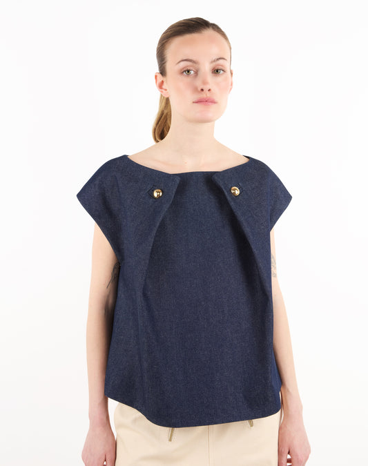 TOP À PLIS BOUTONNÉS RAYÉ