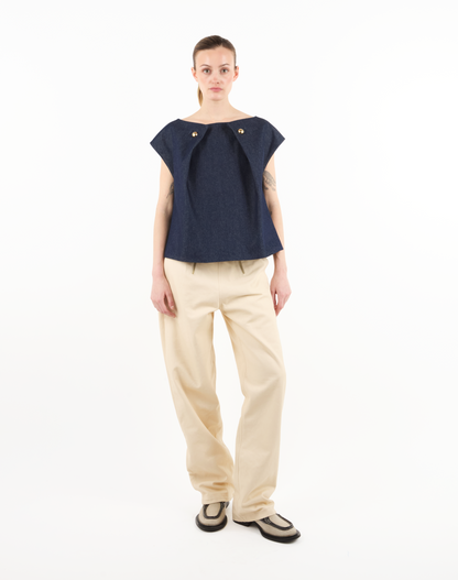 BUTTON FOLD DENIM TOP