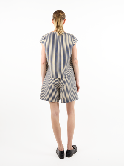 BUTTON FOLD STRIPED TOP