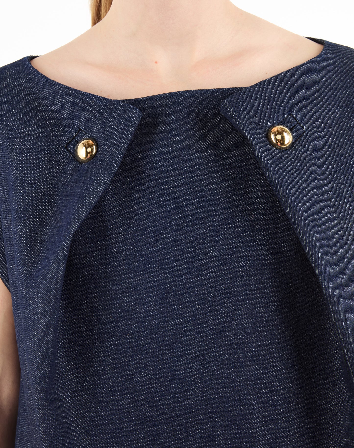 BUTTON FOLD DENIM TOP