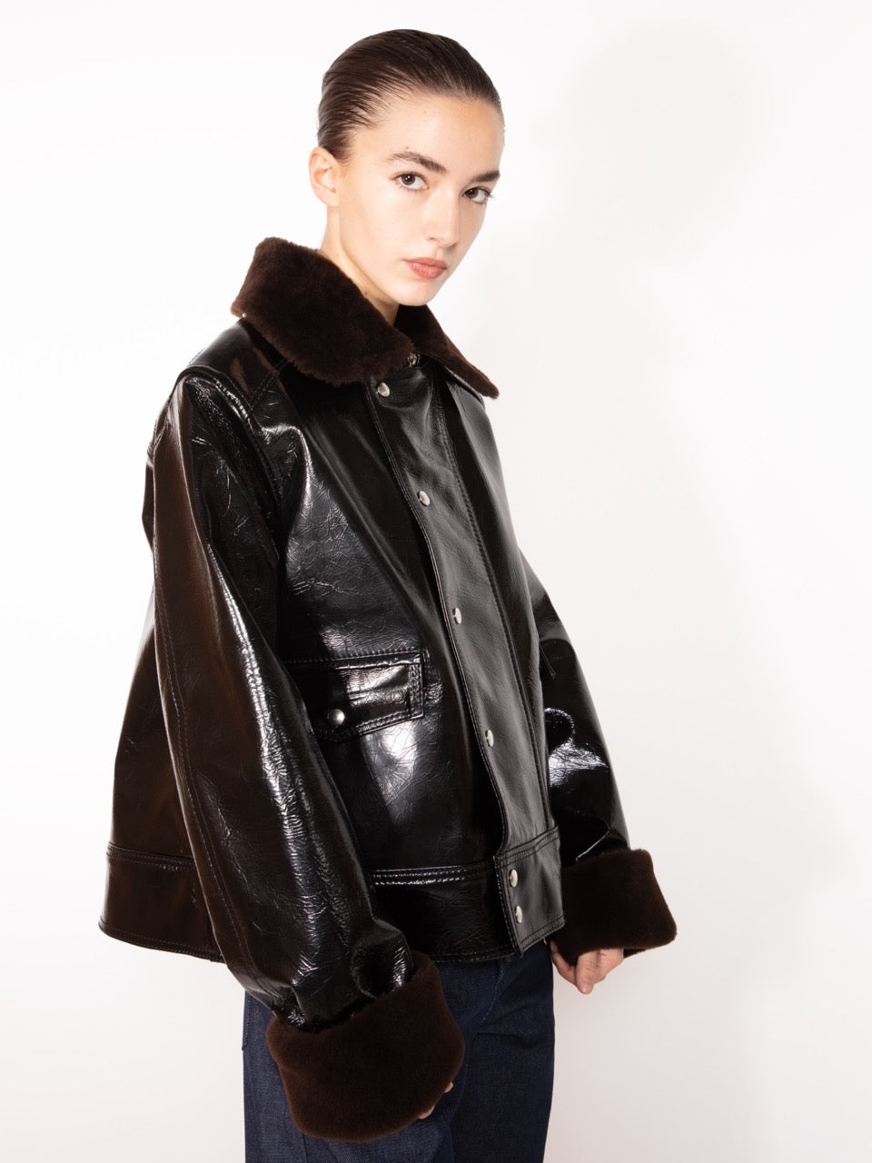 GLOSSY LEATHER JACKET